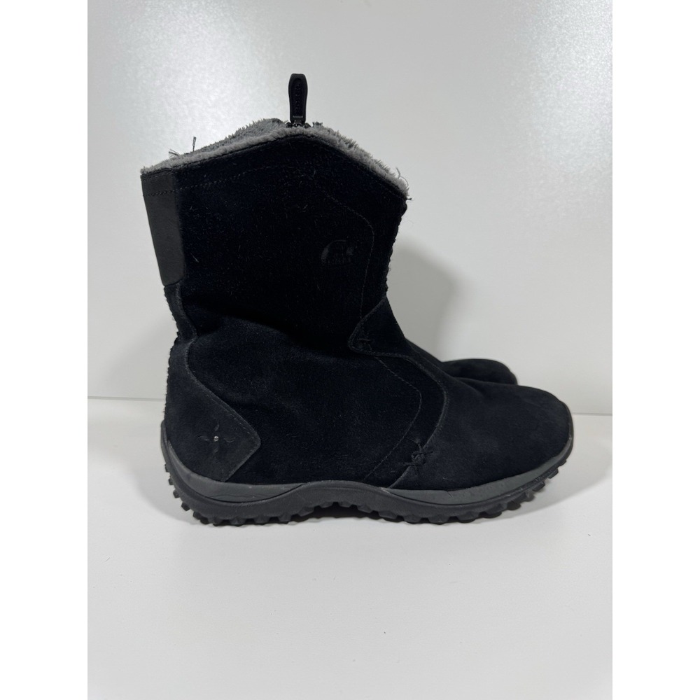 SOREL Maribel Womens Winter Boots 6.5 37.5 Black Suede Waterproof Zip Snow Shoe